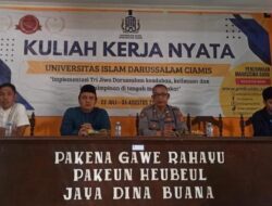 Polsek Rancah Polres Ciamis Monitoring Penutupan KKN Mahasiswa Universitas Islam Darussalam di Desa Dadiharja