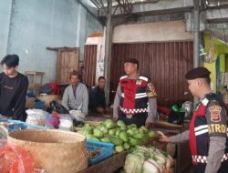Cegah Penimbunan Bahan Pokok, Sat Samapta Polres Ciamis Patroli di Pasar Manis Ciamis