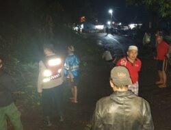 Gerak Cepat, Polsek Sukadana Bantu Bersihkan TKP Pohon Tumbang