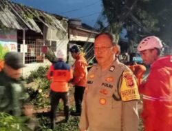 Personel Polsek Cikoneng Datangi TKP Bencana Pohon Tumbang di Dusun Ancol 1
