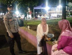 Petugas Pospam Kawali Polres Ciamis Ops Lilin Lodaya 2024 Patroli di Taman Surawisesa