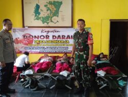Polsek Rancah Polres Ciamis Monitoring dan Ikut Donor Darah di Desa Dadiharja